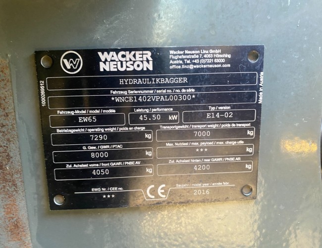 2016 Wacker Neuson EW65 VV1258 | Graafmachine | Mobiele graafmachine