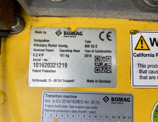 2019 Bomag BW 55E VK8973 | Grondverdichting | Wals