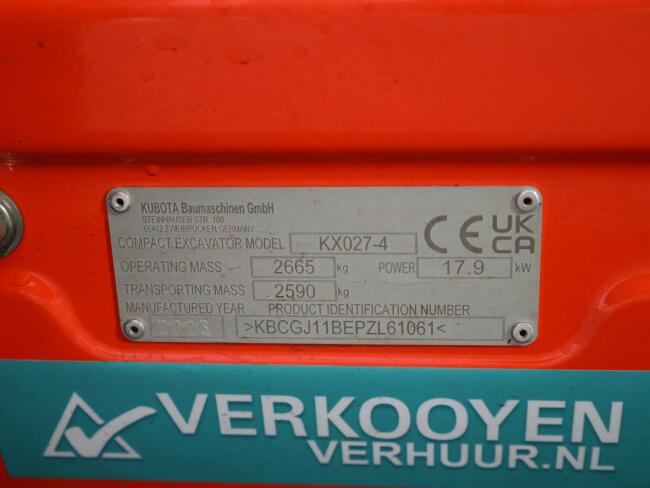 2023 Kubota KX027-4 VK10540 | Graafmachine | Minigraver