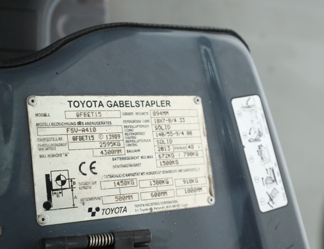 2013 Toyota 8FBET15 Elektro Heftruck + Full Cab + Triplex + Sideshift VK4084 | Verreiker / Heftruck | Vorkheftrucks